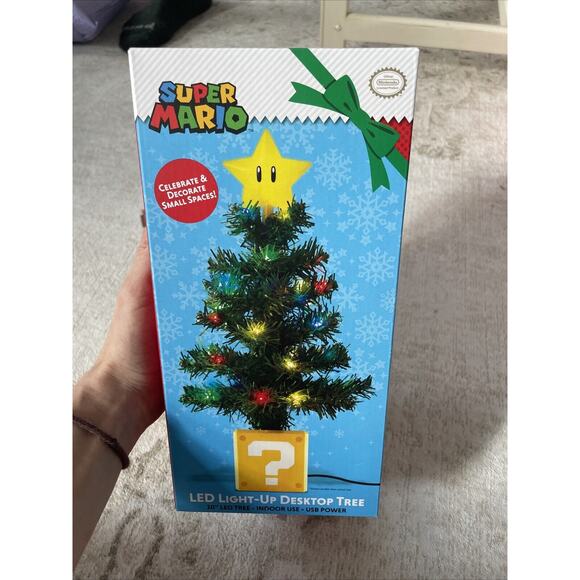 Nintendo Super Mario Bros Star‎ LED Light Up 10 inch Desktop Christmas Tree NIB - Picture 1 of 4